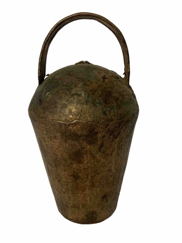 Antike primitive handgefertigte Kuh Ziege Eisen Holz Glocke Sammlerstück selten Ranch - Bild 9 von 24