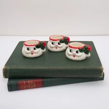 Santa Face Mug Blume Japan Miniature MCM Vtg Mini Christmas Blue Eyes Lot of 3