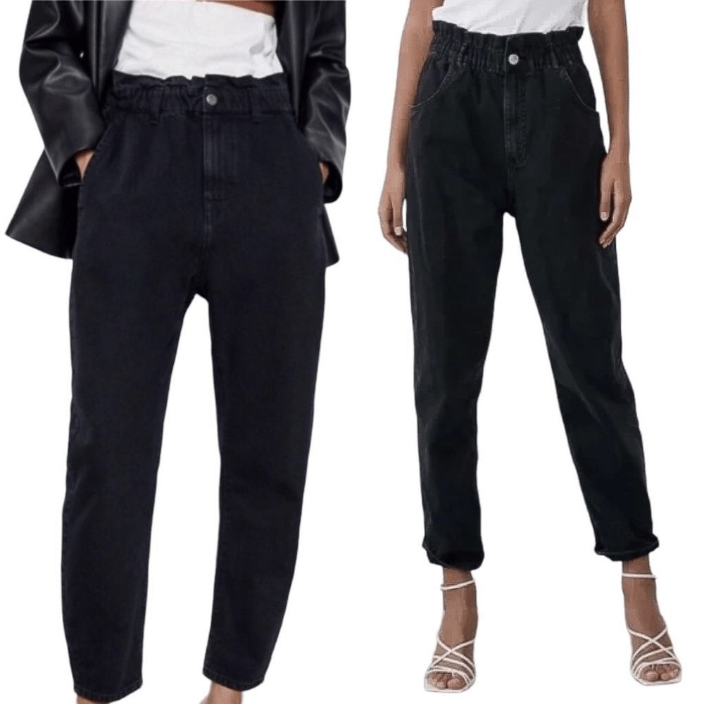 Zara HighRise Paperbag Baggy Fit Tapered Soft Jeans … Gem