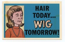 Wig Saying Comic Art Humor Panic Prints Postcard