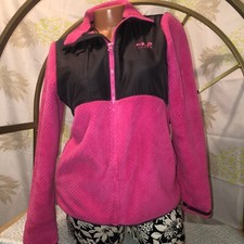 Fila Sport Womens Sz M Plush Fleece Jacket Full Zip Fuchsia / Gray