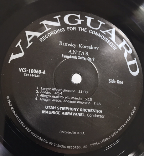 Abravanel - Antar RIMSKY-KORSAKOV Utah SO Classic Records 180g VCS-10060 NM - Picture 3 of 5
