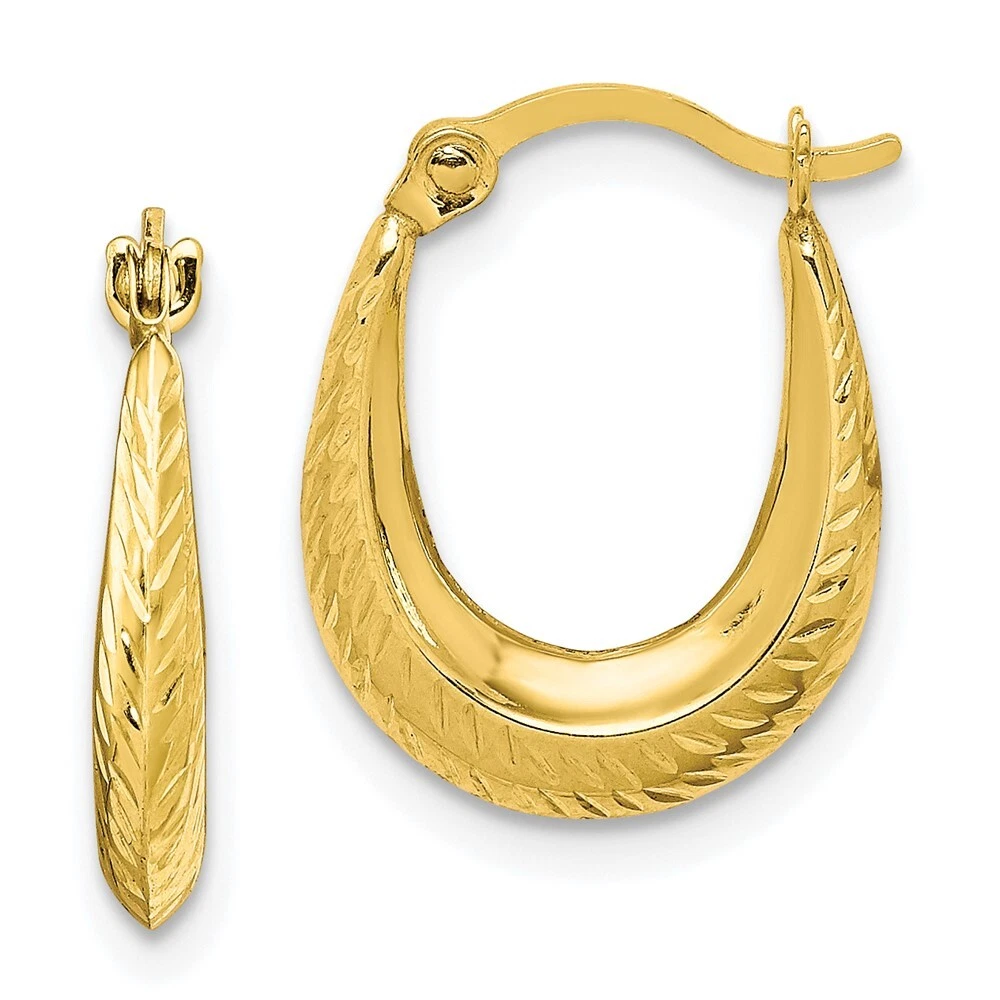 Hollow Hoop Earrings Set 10K Yellow Gold