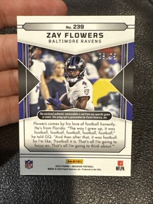 2023 Panini Obsidian Zay Flowers RPA Auto Electric Etch Purple