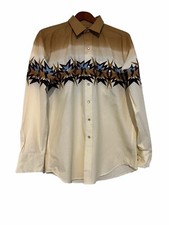 Panhandle Slim Aztec Pearl Snap Long Sleeve Western Shirt Ivory/ Tan Size Large