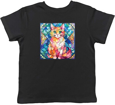 Stainglass Katze Kinder T-Shirt Kätzchen Haustier Katze Tier Kinder Jungen Mädchen Geschenk