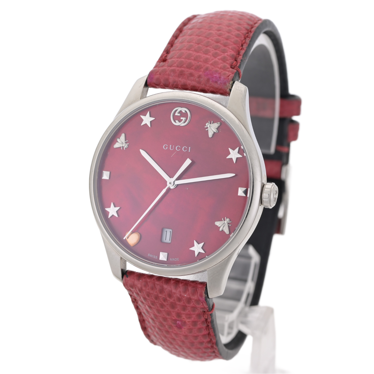 GUCCI G Timeless Red Mother Of Pearl 36mm Ladies Watch | eBay