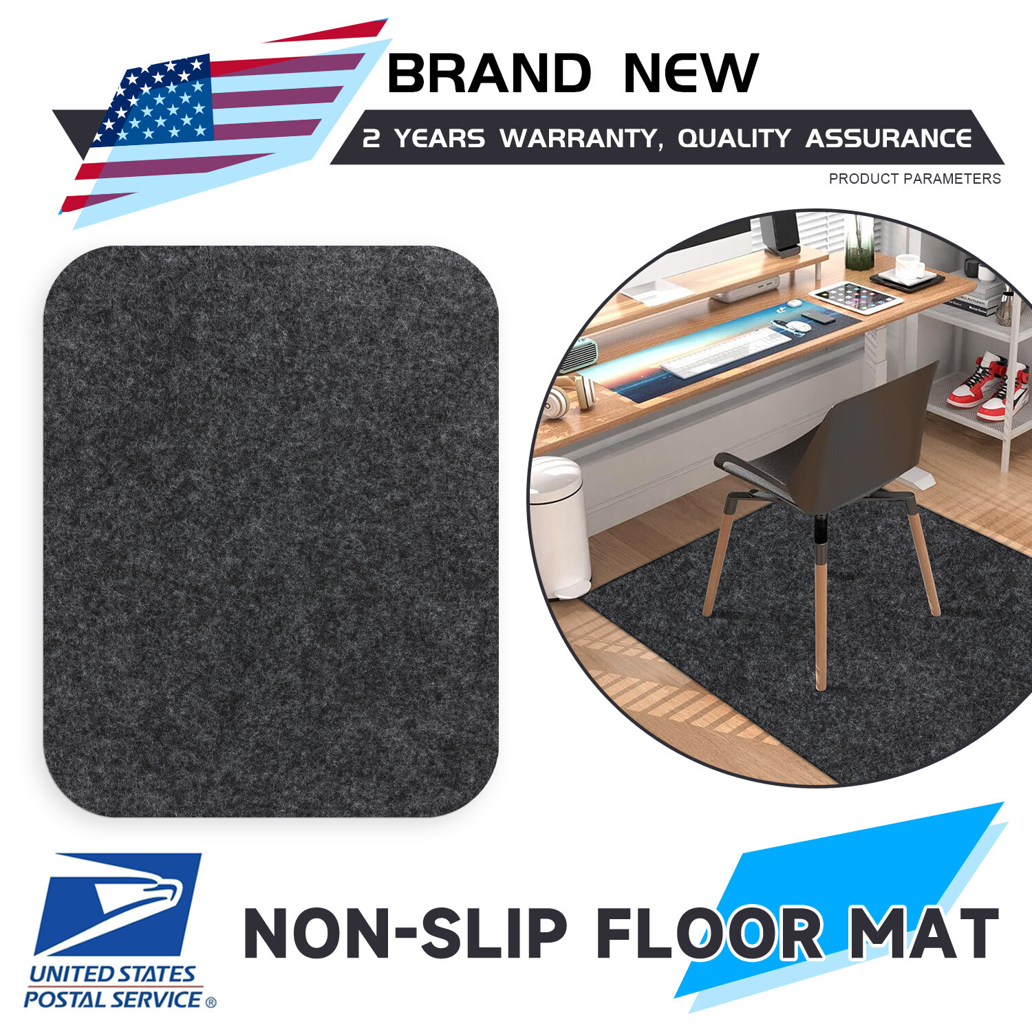 Gray Soft Non-Slip Floor Carpet Pad Non Slip Office Home Chair Desk Mat Floor
