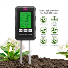 Digital 6in1 Soil PH Meter Fertility Soil Moisture Ambient Humidity Temp Tester