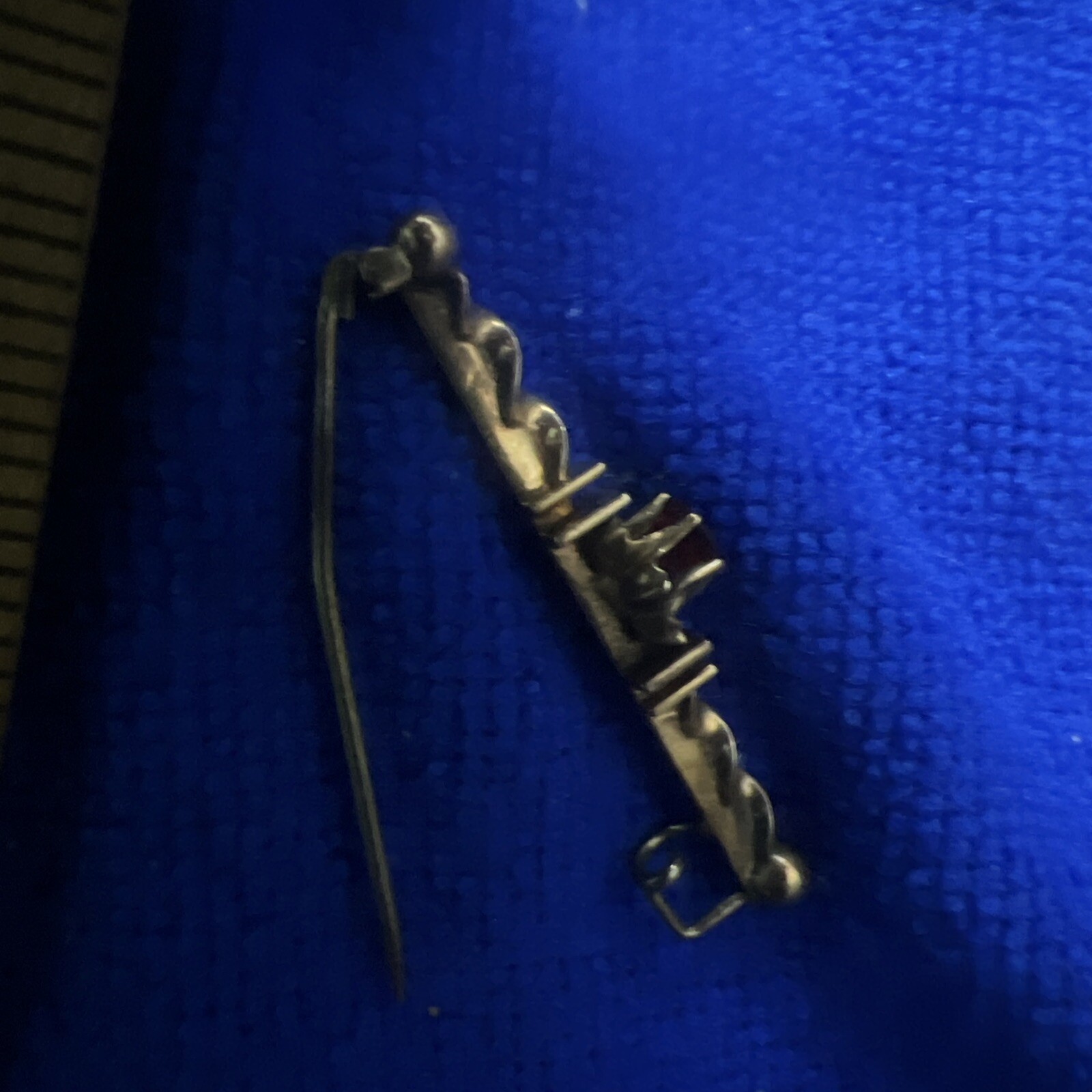 Antique Solid 14kt Gold & Ruby Twisted Bar Pin - image 8