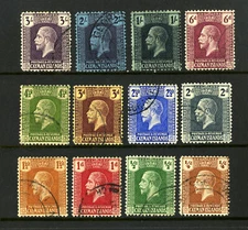 M7577 Cayman Islands 1921-25 SG69/81 - Definitives Wmk Mult Script CA  to 3/-.