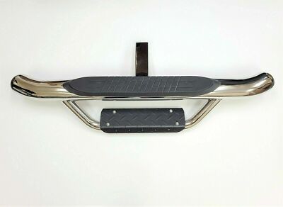 36''L 2'' Receiver Trailer Round Tow Hitch Drop Step Bar Guard Chrome Universal