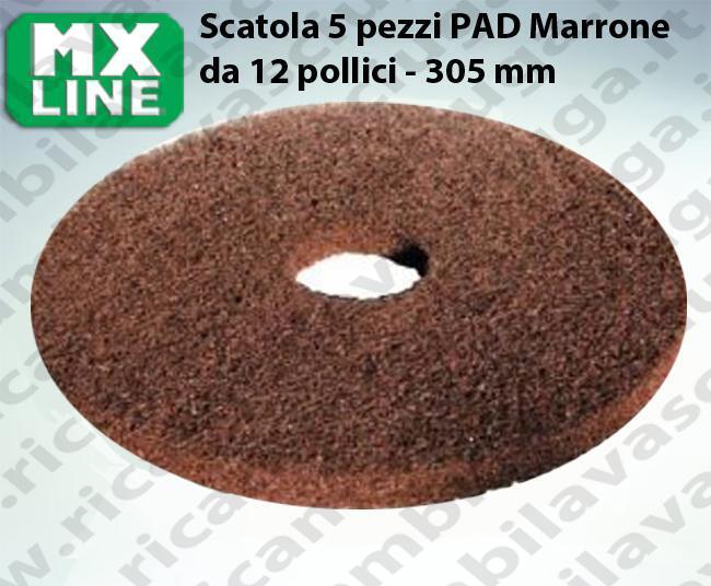Fornitura 5 Pad MX LINE 12" Marrone | Efficienza Operativa 305mm