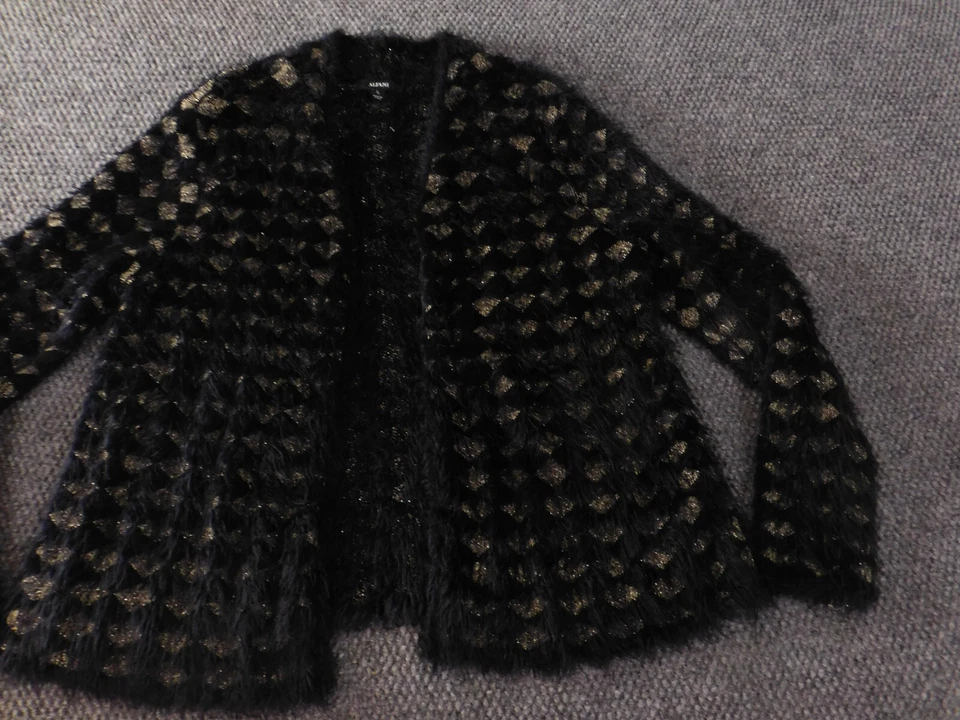 Suéter Alfani para mujer PL Petites negro cárdigan elástico Foto 2 de 4