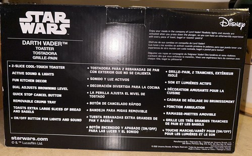 Star Wars DARTH VADER Helmet 2 Slice Uncanny Brands Kitchen Toaster NEW OPEN BOX - Picture 4 of 9