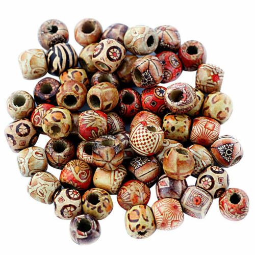 100Pcs Large Hole mixed BOHO Wooden Beads for Macrame Charms Jewellery Crafts