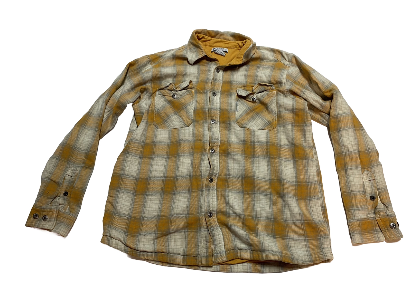 Columbia Men's XL Fleece Plaid Jacket with Snap Buttons in Yellow