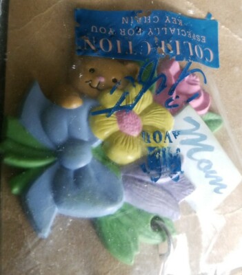 Avon Mother's Day Key Chain Gift for Mom with Bear & Flowers New Small Vintage