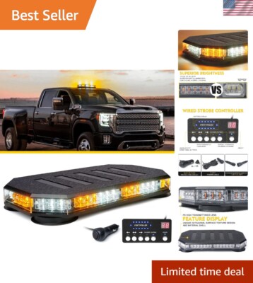 High-Performance 42 LED Amber & White Strobe Light - Multi-Function Controller