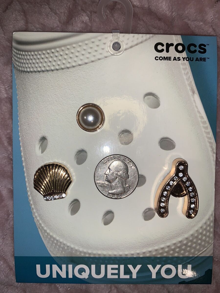 Crocs Metal Elevated Wishbone Shell Bling Jibbitz Limited Edition Shoe 3  Charms