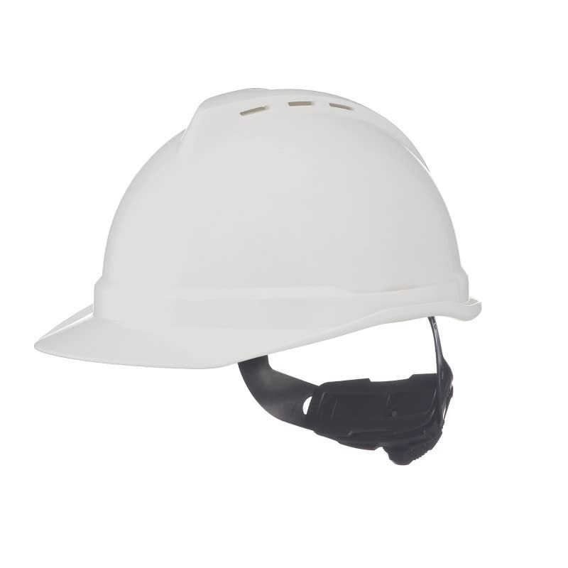 MSA WHITE V Gard ANSI OSHA Construction HARD HAT VENTED 6 PT Ratchet Suspension