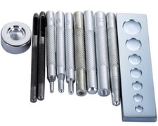 11 PCS Leather Craft Die Punch Hole Snap Rivet Button Base Hand Tool