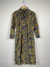 Vtg Eddie Bauer S Corduroy Shirt Dress Midi Maxi Cottage Prairie 90s Grunge Boho