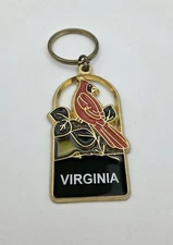 Virginia State Bird Northern Cardinal Keychain Faux Stained Glass Appearance