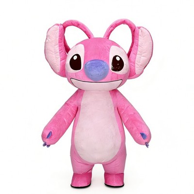 Inflatable Costume Pink Angle Plush Mascot Halloween Cosplay Party Event Outfit