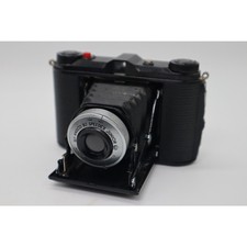 Vintage Ansco B2 Speedex Junior Folding Camera 120 Film Black w/ Leather Case