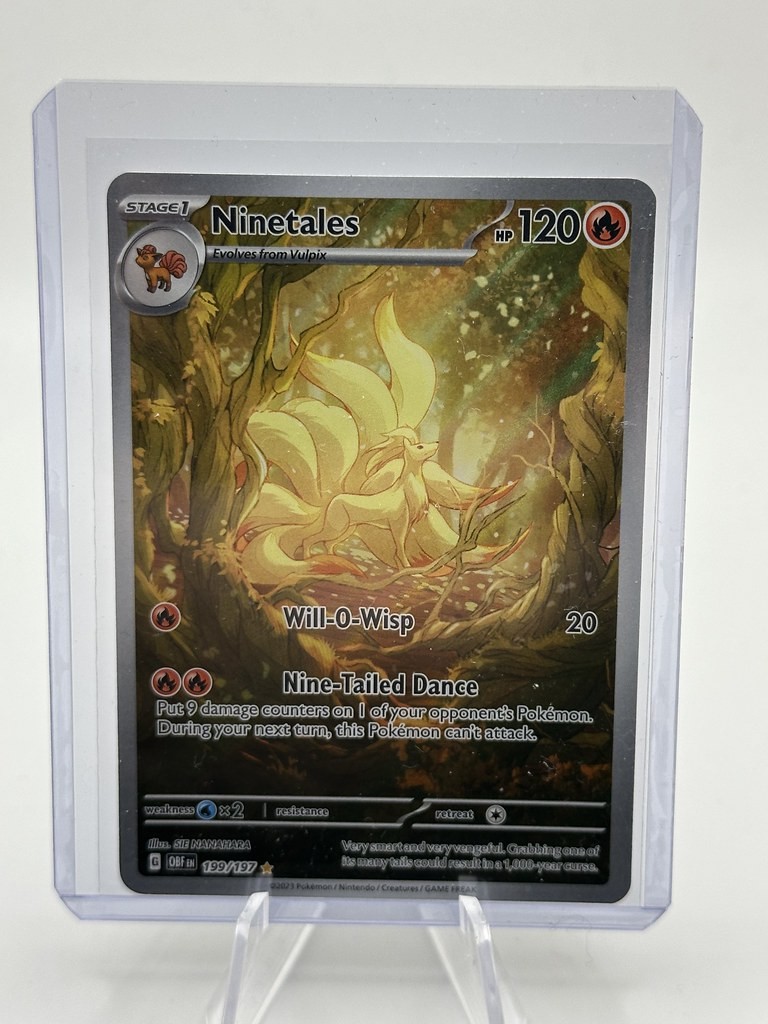 ninetales pokemon card value 2023 Graded: 199/197 Obsidian Flames (2023) IR Holo CGC 9  Double Infinity Gaming During your next turn Pokemon Obsidian Flames Ninetales #199