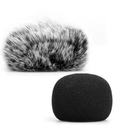 Microphone Windscreen, Furry Windscreen Muff Wind Cover + Foam Microphone Win...
