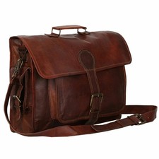 Vintage Laptop Messenger Bag Shoulder Handmade Satchel Leather Men's Genuine