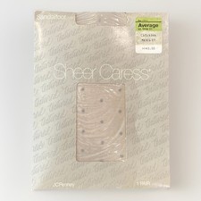 VTG Sandalfoot Sheer Caress Nylon Pantyhose LL Grey Average NOS Panty Hose