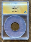 1909 S Lincoln Cent ANACS VF30