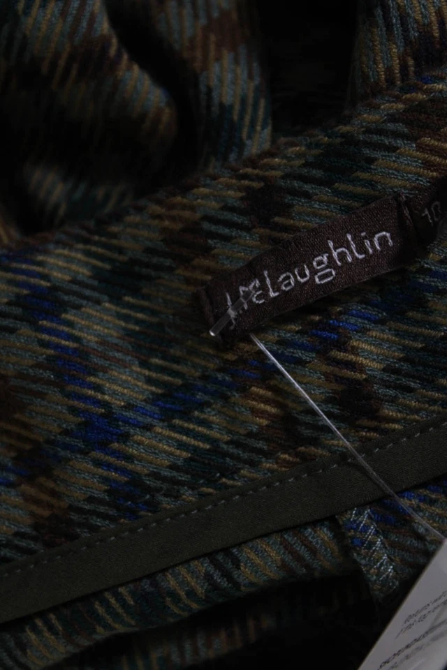 Pantalones a cuadros J. Mclaughlin para mujer con cremallera pierna recta verde azul talla 10 Foto 4 de 4