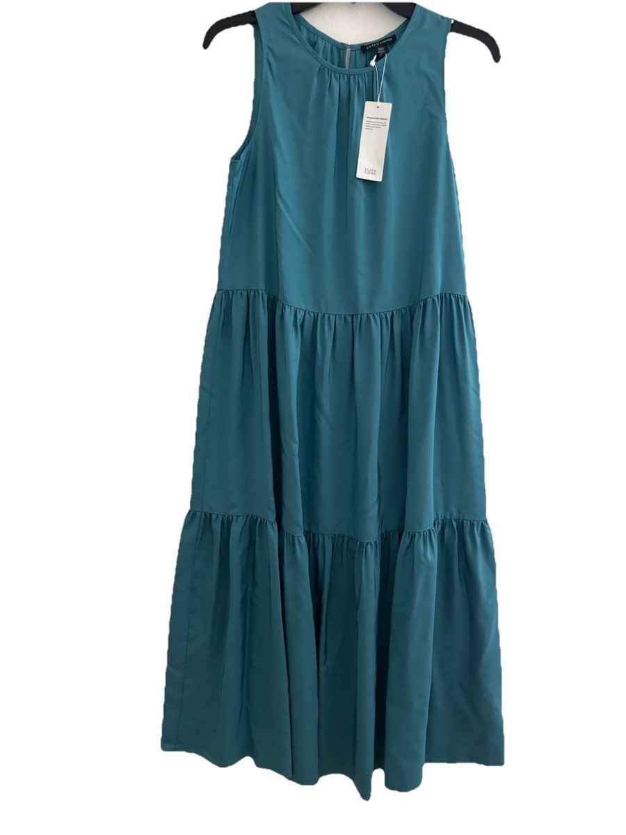 eileen fisher drop waist silk dress Jene Stretch Drop Waist Maxi Dress-FINAL SALE XS