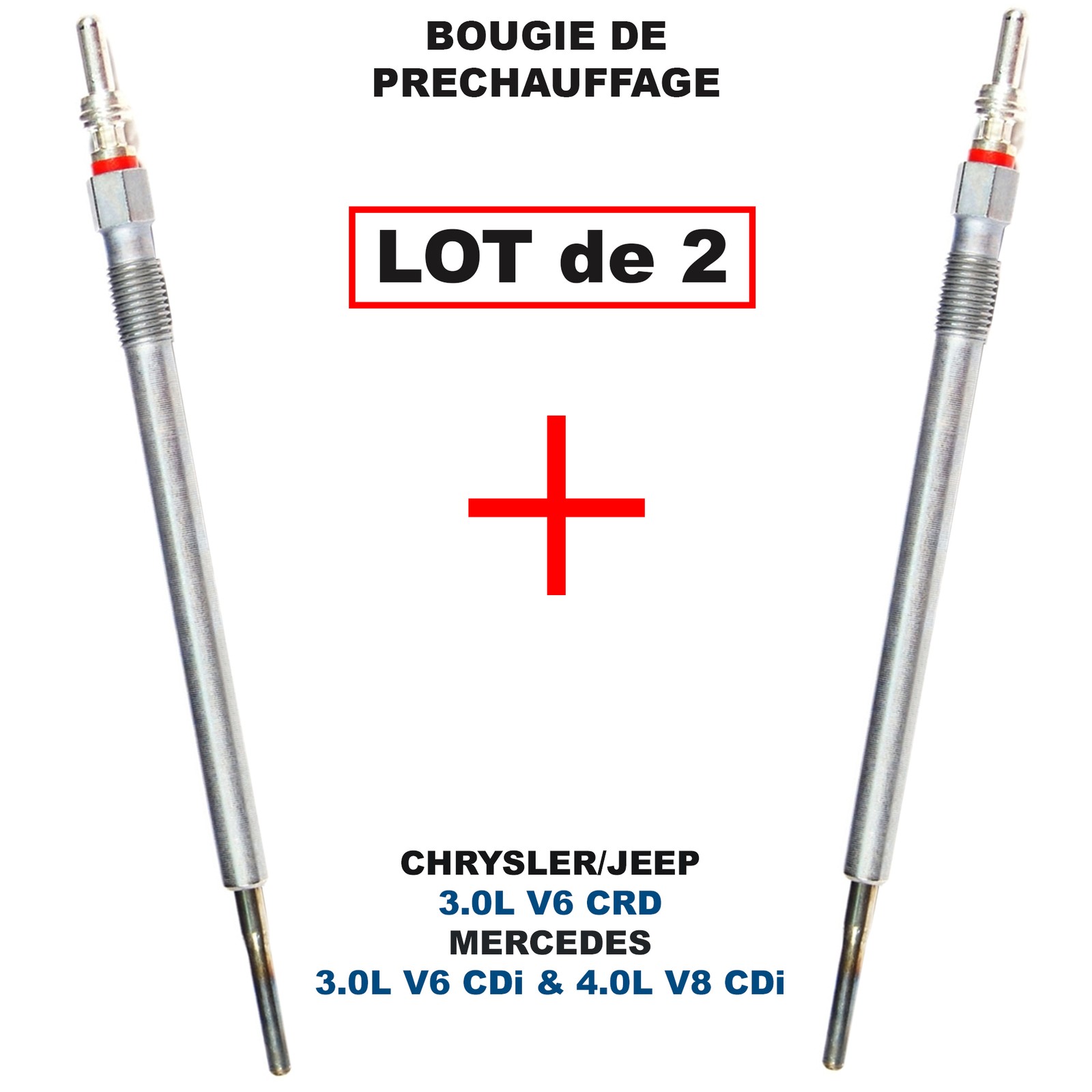 Bougie de Préchauffage Haute Résistance pour Chrysler 300C 3.0 V6 CRD Alliage Durable