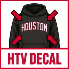 HOUSTON ROCKETS Heat Transfer Vinyl HTV Iron-On 11.5" x 4.5" Decal