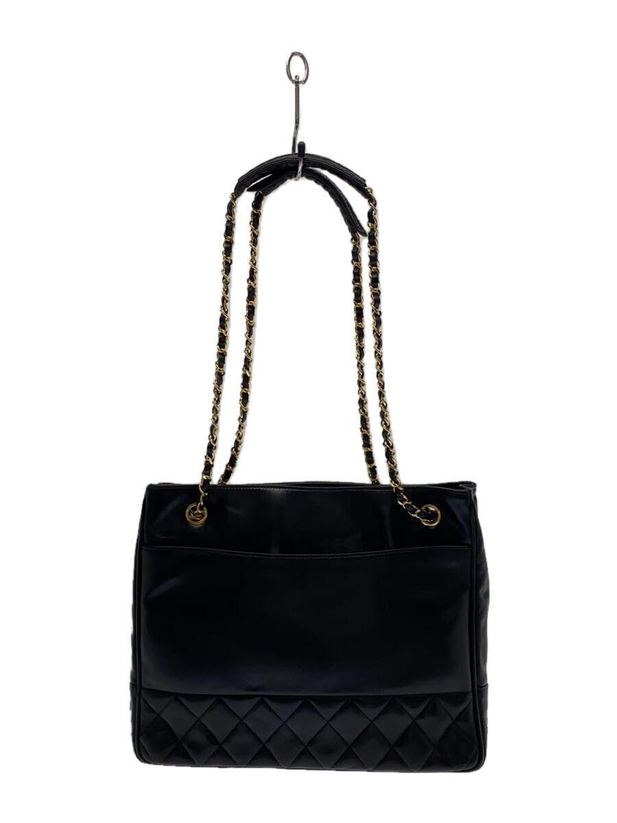 CHANEL Matelass Tote Bag Leather Black Solid