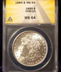 1885-P MORGAN DOLLAR   MS-64  *BLAST WHITE*  VAM-1G   ONLY 4 GRADED-NONE HIGHER!