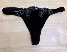 Vintage Victoria s Secret Black Velvet Thong Underwear Panties Panty Sparkle S