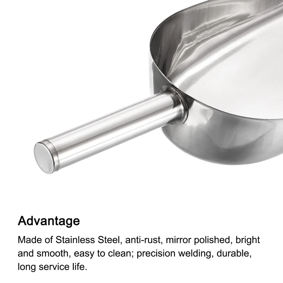 Ice Scoop Stainless Steel 9.5x3.3" Flour Cereal Sugar Food Utility Shovel Foto 4 de 4