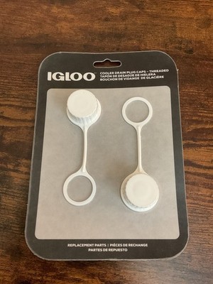 Cooler Threaded Drain Plug Caps with Plastic Tether 20049 White Small