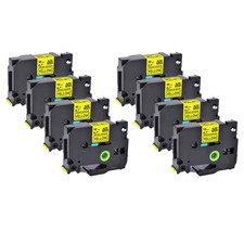 8PK Extra Adhesive Black on Yellow Label Tape For Brother TZ TZe-S641 18MM