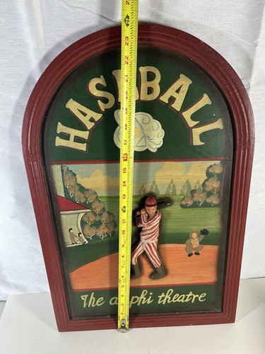 Wooden Haseball The Amphi Theatre Baseball Painted Sign Display 24”x16” - Picture 6 of 7