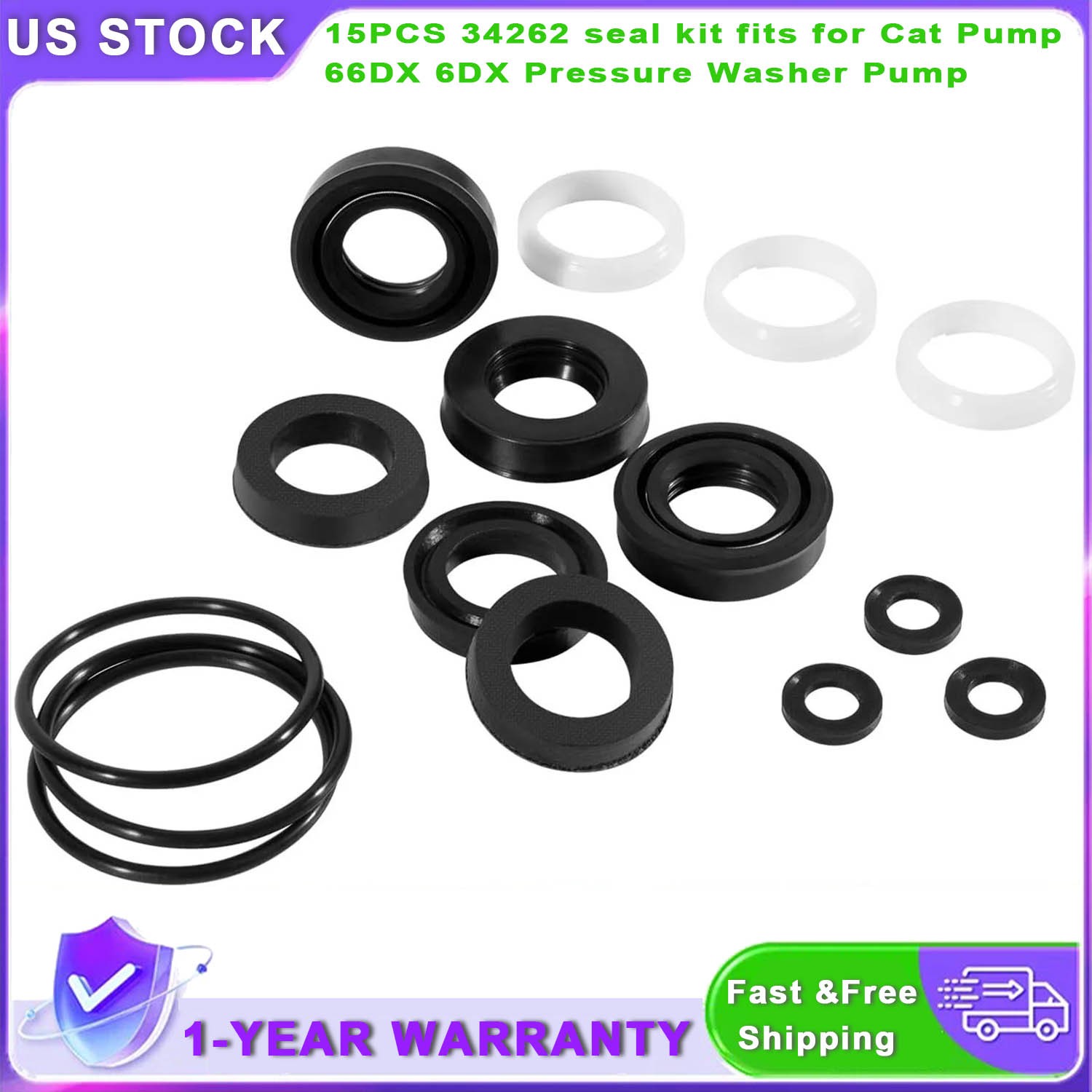 34262 Seal Kit for Cat Pressure Washer Pump 66DX 6DX 6DX40G1I 66DX40G1I 6DX35G1