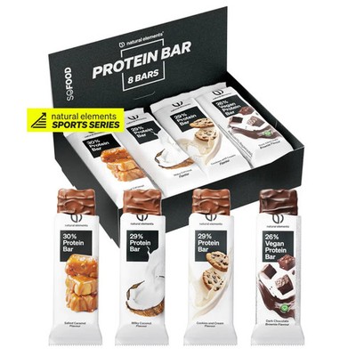 natural elements Proteinriegel Mixed Box   8 Stück Low Sugar Eiweißriegel