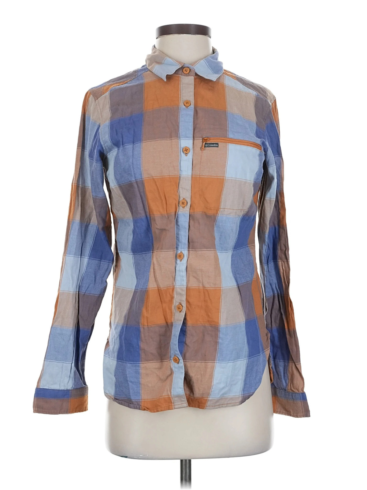 Columbia Women Blue Long Sleeve Button-Down Shirt S