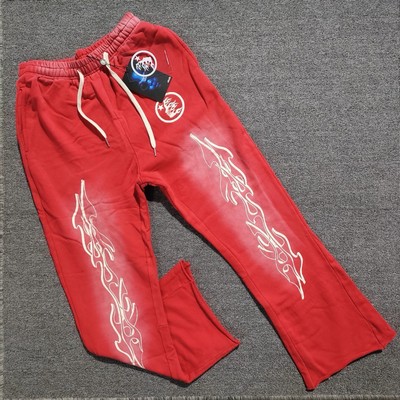 Hellstar Red flame Flare Sweatpants New W/ Tags 100% Authentic 